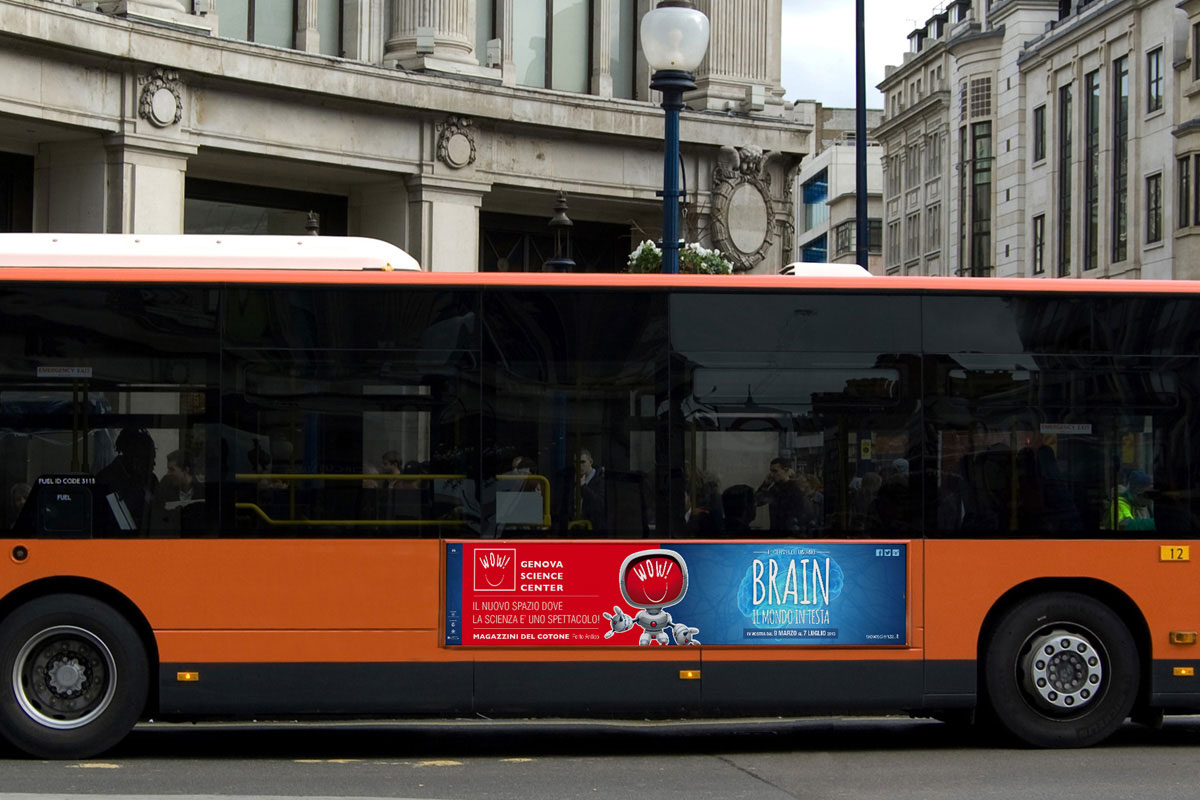 Wow! Genova Science Center affissione dinamica pubblicità bus